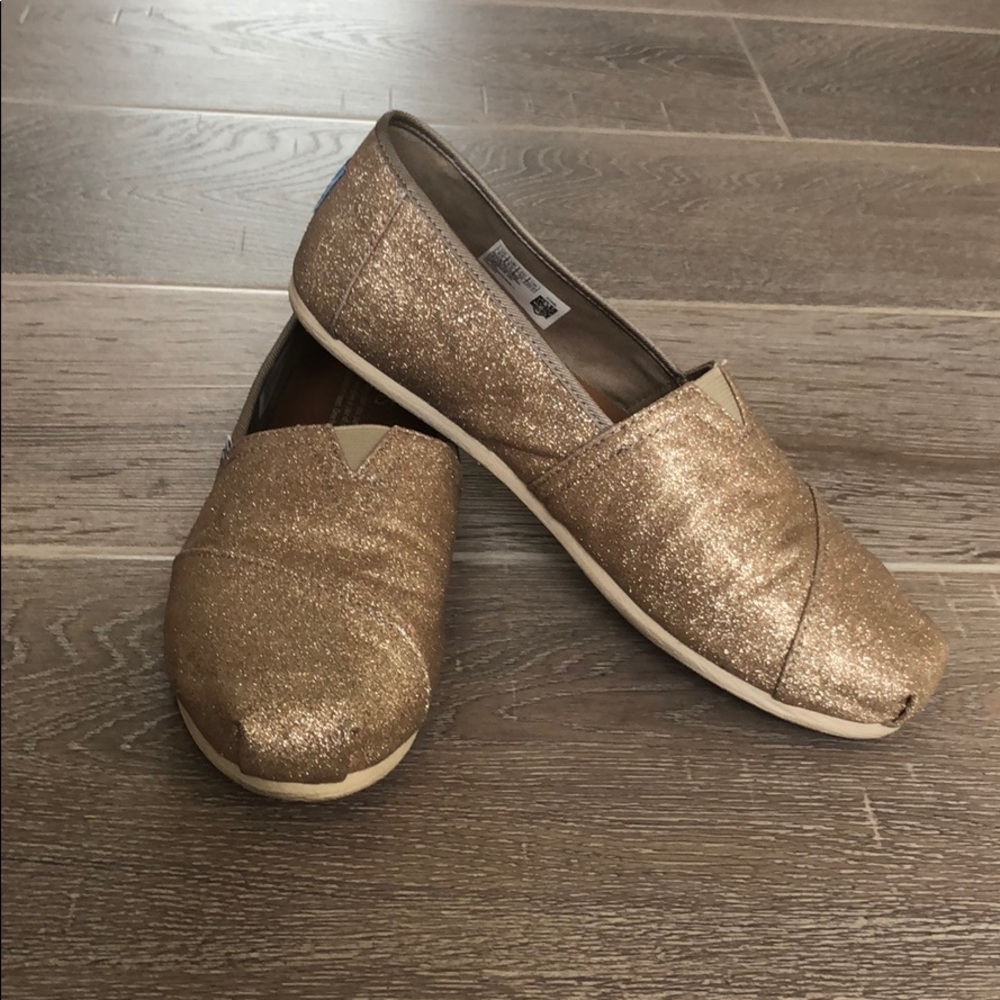 Toms gold sparkle loafers